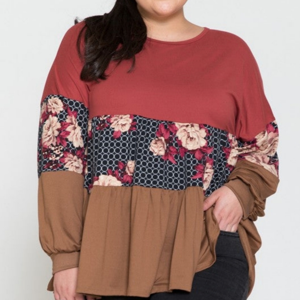 Colorblock Floral Top - Picture 5 of 6